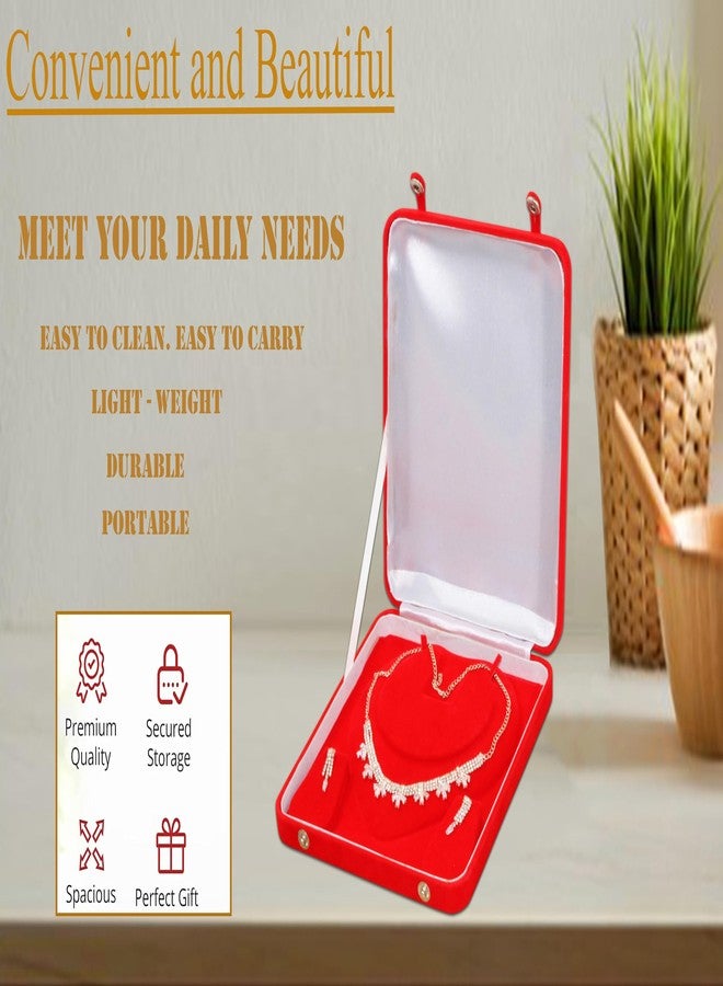 LUCES Jewelry Set Velvet Box Necklace Pendant Earring Ring Bracelet Pearl Storage Holder Display Box for Wedding Engagement Anniversary Red 2pcs - Image 5