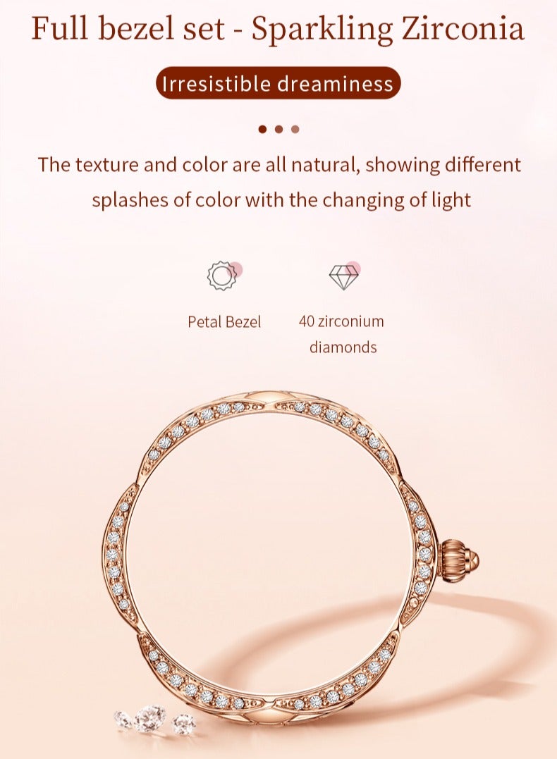 OLEVS Women's Quartz Watch, Waterproof with Diamond-Studded Petal Bezel, Butterfly Dial, Stainless Steel & Ceramic Strap, High-Hardness Scratch-Resistant Crystal - Image 3
