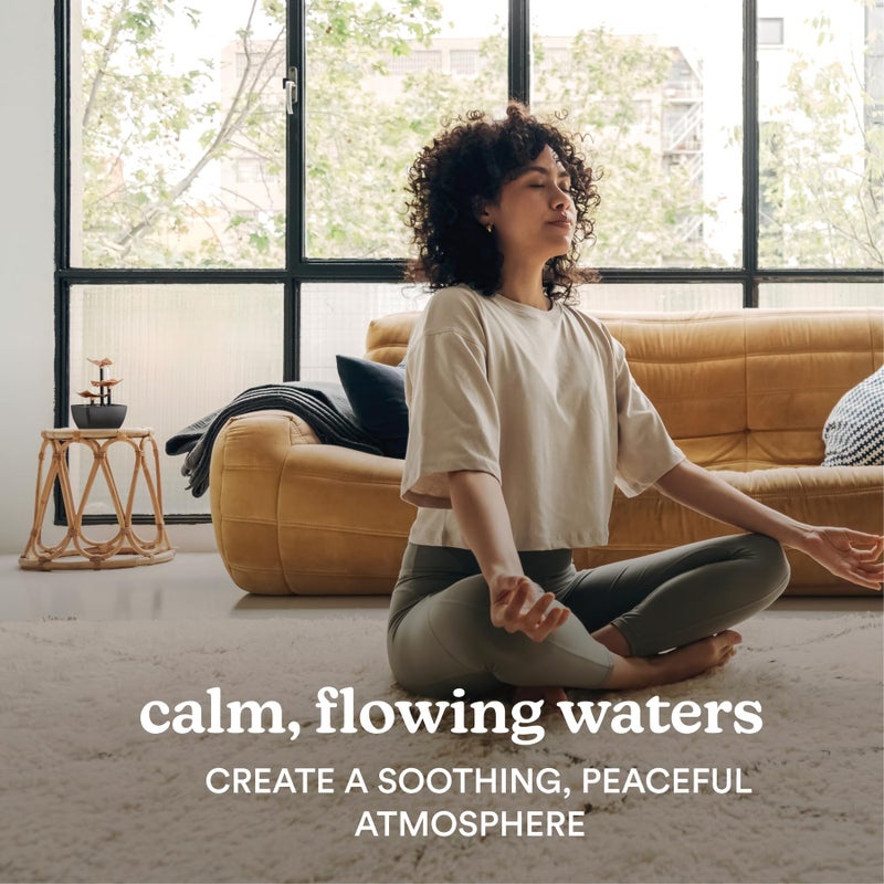Homedics Golden Dew Relaxation Tabletop Water Fountain with 3 Tiers, Natural River Rocks, and a Quiet Pump for Soothing Zen Ambiance in Your Home or for Office DÃ©cor, Powered by 2 AA Batteries - Image 3