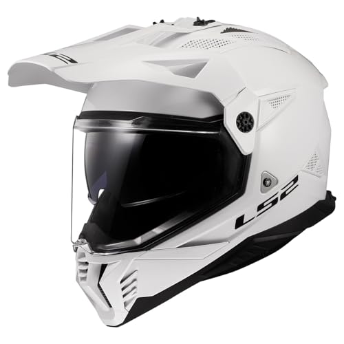 LS2 Helmets Blaze II Adventure Motorcycle Helmet W/SunShield (Gloss White - Large) - Image 1