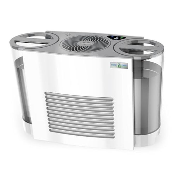Vornado EVDC500 Energy Smart Evaporative Humidifier with 2 Gallon Dual Tank Capacity, LED Display, Automatic Shut-off, Electronic Humidistat, 4 Fan Speeds for Large Rooms up to 1000 sq ft - Image 1