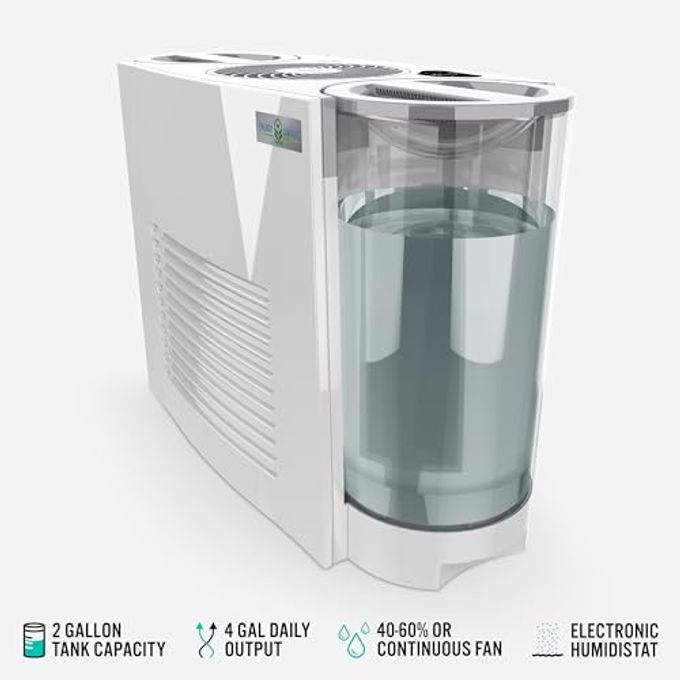 Vornado EVDC500 Energy Smart Evaporative Humidifier with 2 Gallon Dual Tank Capacity, LED Display, Automatic Shut-off, Electronic Humidistat, 4 Fan Speeds for Large Rooms up to 1000 sq ft - Image 2