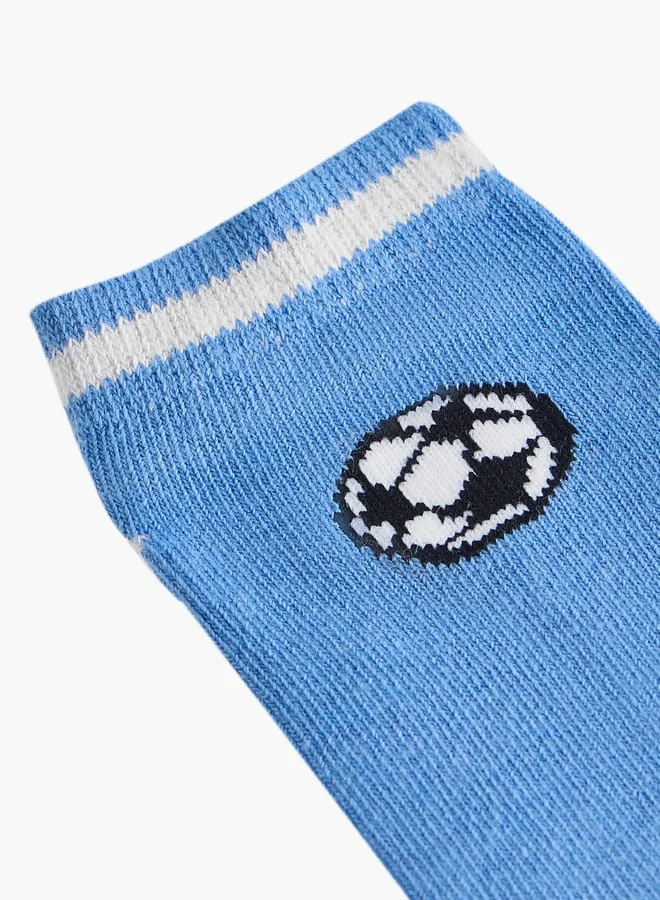 LBL by Shoexpress Boys Football Print Ankle Length Socks - Set of 5