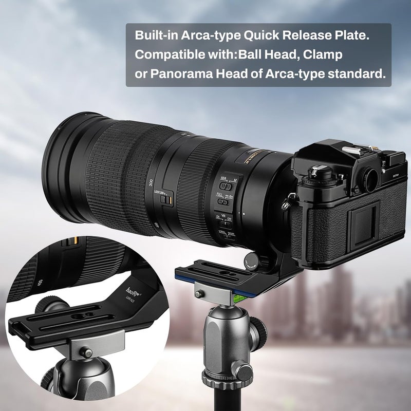 Haoge LMR-N25 Lens Collar Replacement Foot Tripod Mount Ring Stand Base for Nikon AF-S NIKKOR 200-500mm f/5.6E ED VR Lens Built-in Arca Type Quick Release Plate - Image 3
