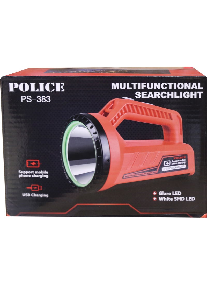 POLICE PS-383 Rechargeable Spot Flashlight with Charge Indicator, Red Light and Red Warning Light  - Image 2