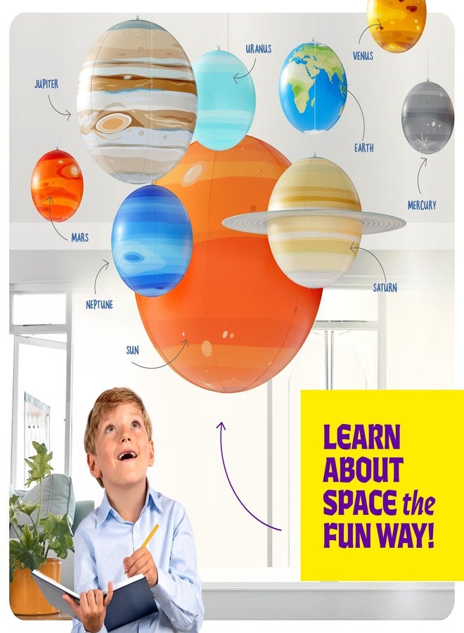 دان آند دارسى كواكب المجموعة الشمسية القابلة للنفخ من دان ودارسي للأطفال - ألعاب علمية - ديكور سقف غرفة الأولاد - هدايا الفضاء - ديكورات حفلات بموضوع الفضاء الخارجي - هدايا علم الفلك للفصول الدراسية من 5 إلى 7 سنوات، 6 إلى 8 سنوات، 8 إلى 12 سنة - Image 3