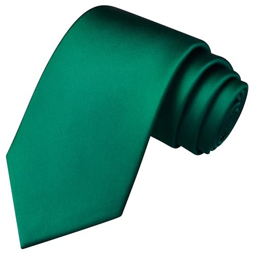Branduce Emerald Green Tie Solid Satin Ties for Men Silk Blend Necktie for Wedding Business (TA11-21) - Image 5