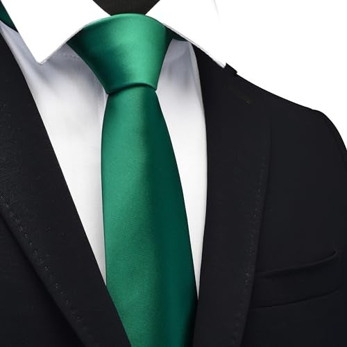 Branduce Emerald Green Tie Solid Satin Ties for Men Silk Blend Necktie for Wedding Business (TA11-21) - Image 2