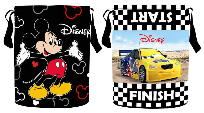 Kuber Industries Disney Print 2 Pieces Waterproof Cotton Laundry Bag, Toy Storage, Laundry Basket Organizer 45 L (Black & Red)-KUBMART1603 - Image 1