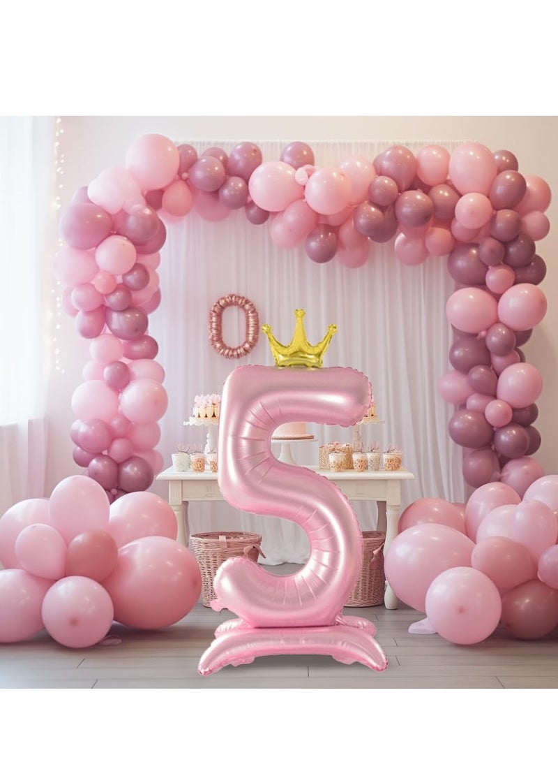 40Inch Crown Rose Gold Digit Helium Foil Birthday Party Balloons Number 5 - Image 2