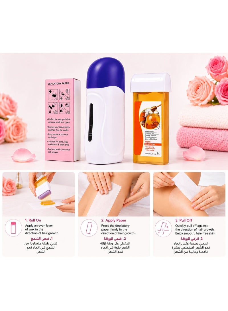 ORiTi Wax Heater and Wax Cartridge  Depilatory Paper Epilator Set - Image 2