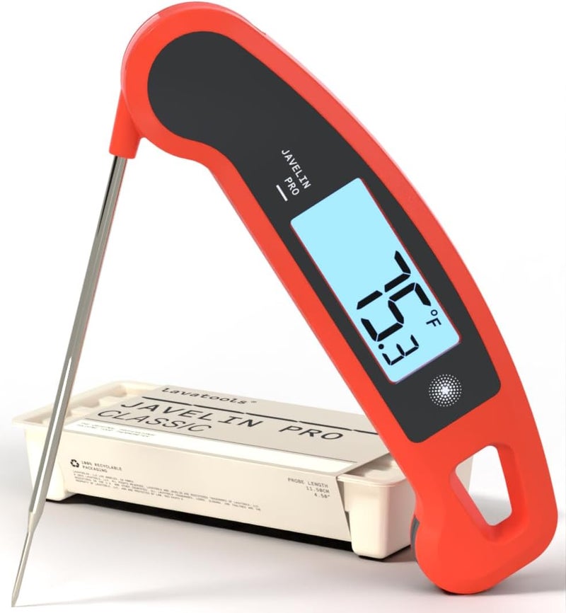 Lavatools Javelin® PRO Duo Ultra-Fast 1-Second Professional Digital Instant Read Meat Thermometer for Grill and Cooking, Auto-Rotating Backlit Display, IP65 Water Resistant, NSF Certified – Sambal - Image 1