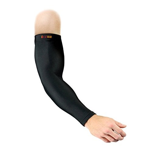 Le Gear LéGear High Performance Arm Sleeves for Athletic Arm Sleeves Perfect for Cricket, Bike Riding,Cycling Lymphedema, Basketball, Baseball, Running & Outdoor Activities (Sold as a Pair) (Black) - Image 2