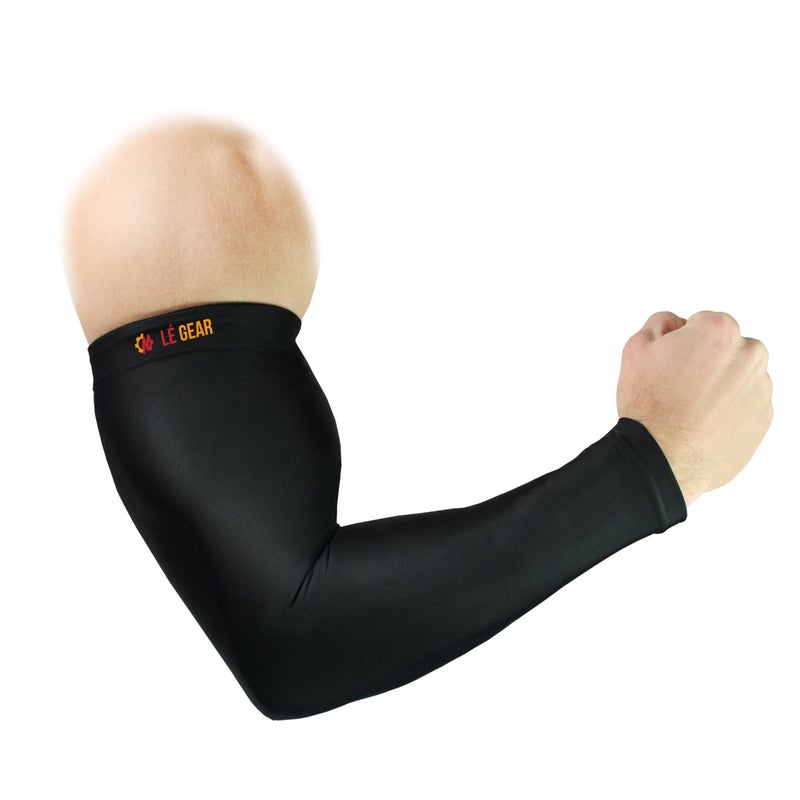 Le Gear LéGear High Performance Arm Sleeves for Athletic Arm Sleeves Perfect for Cricket, Bike Riding,Cycling Lymphedema, Basketball, Baseball, Running & Outdoor Activities (Sold as a Pair) (Black) - Image 3