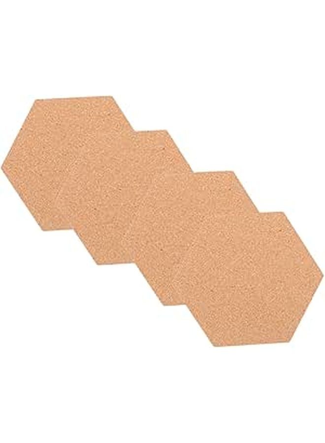 Hexagon Cork Boards Set of 4 Self Adhesive 30x20cm with 64 Pins for Wall Decor - Image 1