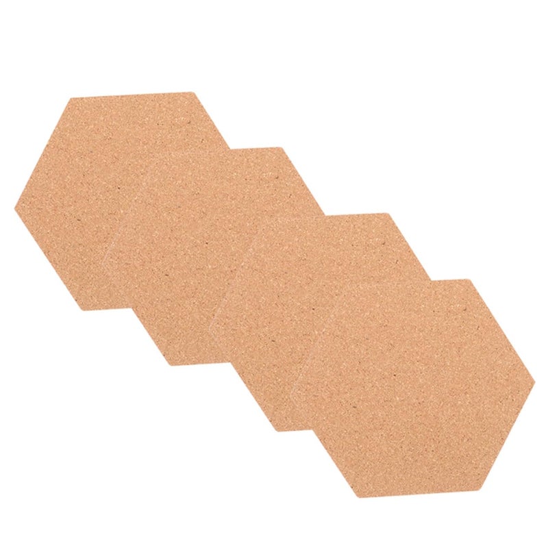 Hexagon Cork Boards Set of 4 Self Adhesive 30x20cm with 64 Pins for Wall Decor - Image 2