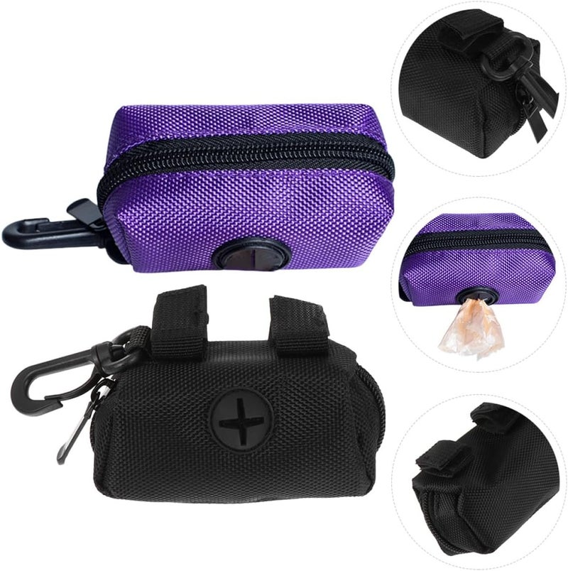 DOITOOL 2pcs Dog Waste Bag Pouch Outdoor Portable Oxford Cloth Dispenser Waist Bag Leakproof for Dog Walking Black and Purple - Image 5