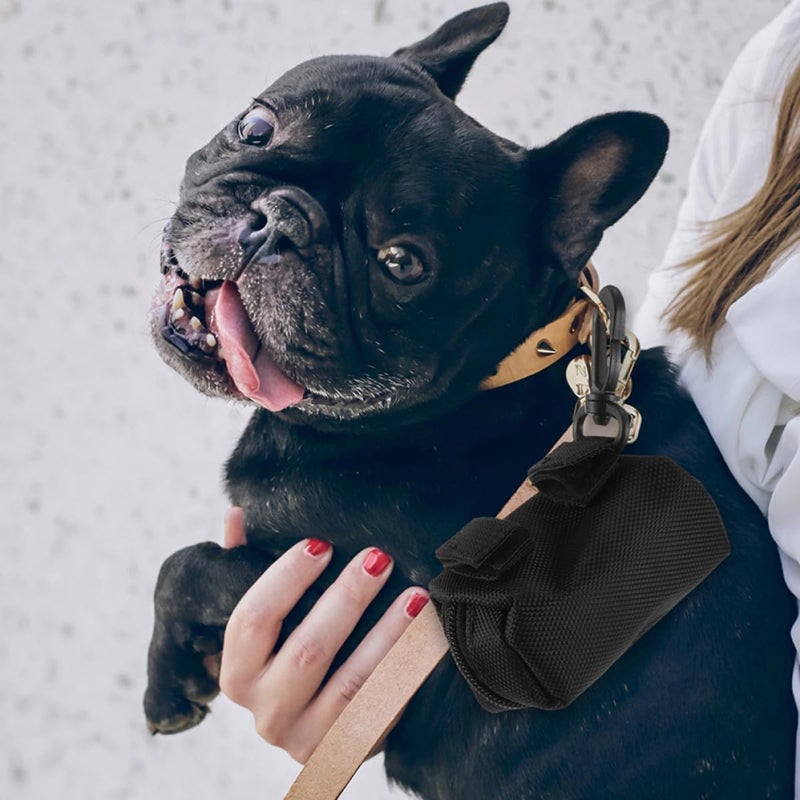 DOITOOL 2pcs Dog Waste Bag Pouch Outdoor Portable Oxford Cloth Dispenser Waist Bag Leakproof for Dog Walking Black and Purple - Image 3
