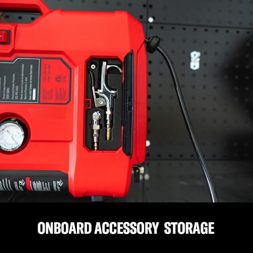 CRAFTSMAN Wall Mount Air Compressor With 7 PCS Accessory Kit, Tire Inflator Portable Air Compressor with Retractable 30ft Air Hose, Mini Tank 125 PSI MAX Pressure & 1.5 HP for Garage and Home - Image 3