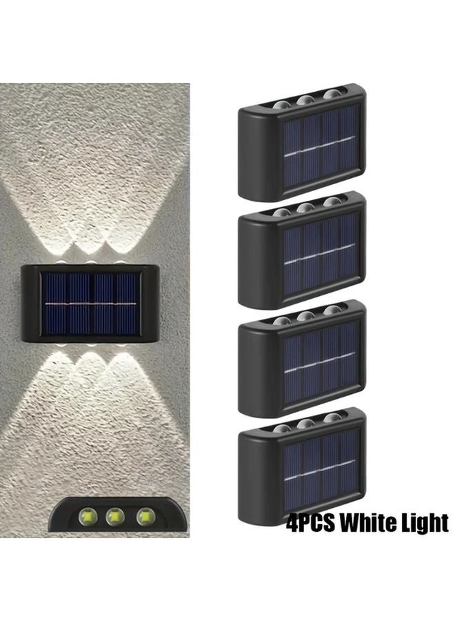 4Pcs 6LED White Solar Outdoor Wall Lights Dual Head Up Down For Yard Garage - Image 1