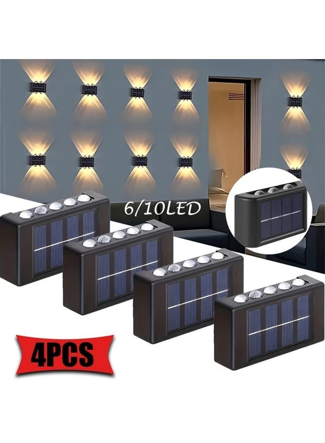 4Pcs 6LED White Solar Outdoor Wall Lights Dual Head Up Down For Yard Garage - Image 2