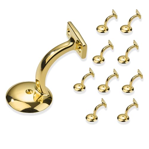 ZAUYX 10 Pack Antique Brass Handrail Stair Brackets Stair Heavy Duty Stair Brackets Support Handrail Brackets for Stairways - Image 1