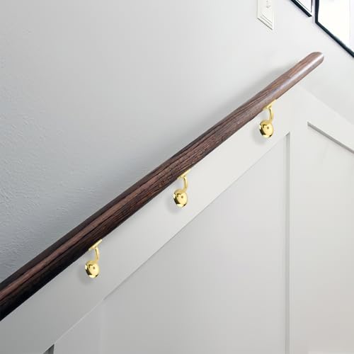 ZAUYX 10 Pack Antique Brass Handrail Stair Brackets Stair Heavy Duty Stair Brackets Support Handrail Brackets for Stairways - Image 4