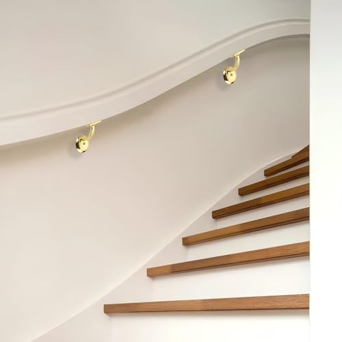 ZAUYX 10 Pack Antique Brass Handrail Stair Brackets Stair Heavy Duty Stair Brackets Support Handrail Brackets for Stairways - Image 3