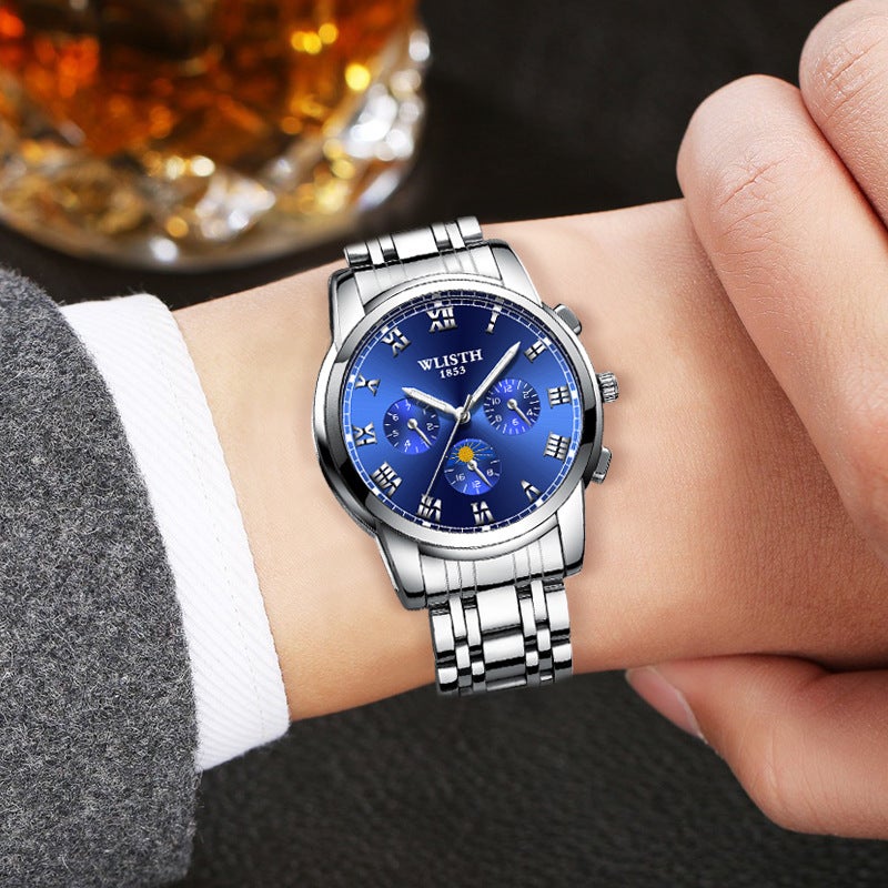 Swiss Brand Wally Men'S Watch Steel Belt Business Waterproof Watch Luminous Men'S Wrist Watch Quartz Watch - Image 3