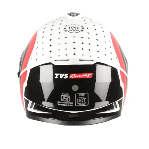 TVS Racing Phantom Series Full Face Dual Visor Helmet for Men | Premium Bike Helmets with ABS Shell, UV Paint | Quick Release System | Aerodynamic Design | DOT & ISI Certified (White, XL) - Image 5