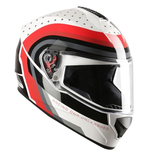 TVS Racing Phantom Series Full Face Dual Visor Helmet for Men | Premium Bike Helmets with ABS Shell, UV Paint | Quick Release System | Aerodynamic Design | DOT & ISI Certified (White, XL) - Image 2