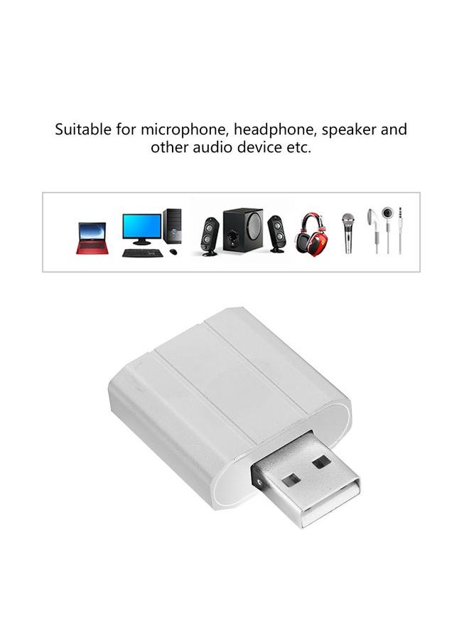 Thoraya External USB 2.0 to 3.5mm Stereo Audio Sound Card Mic Adapter Speaker (Silver)  - Image 5