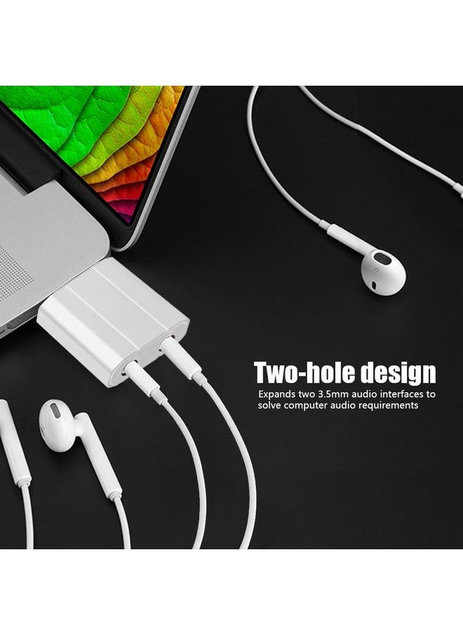 External USB 2.0 to 3.5mm Stereo Audio Sound Card Mic Adapter Speaker (Silver)
