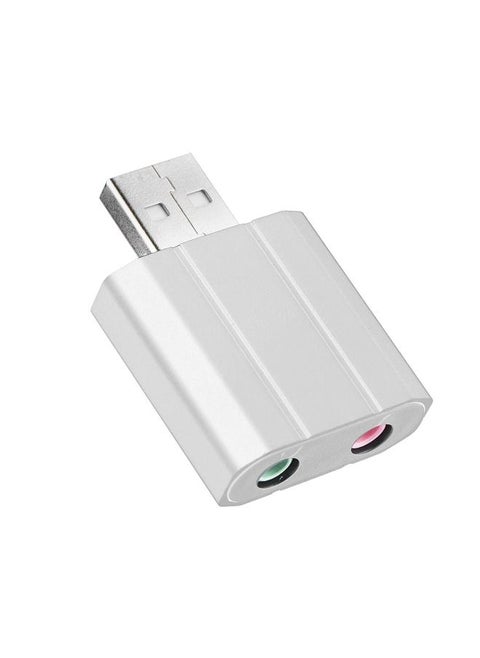 External USB 2.0 to 3.5mm Stereo Audio Sound Card Mic Adapter Speaker (Silver)