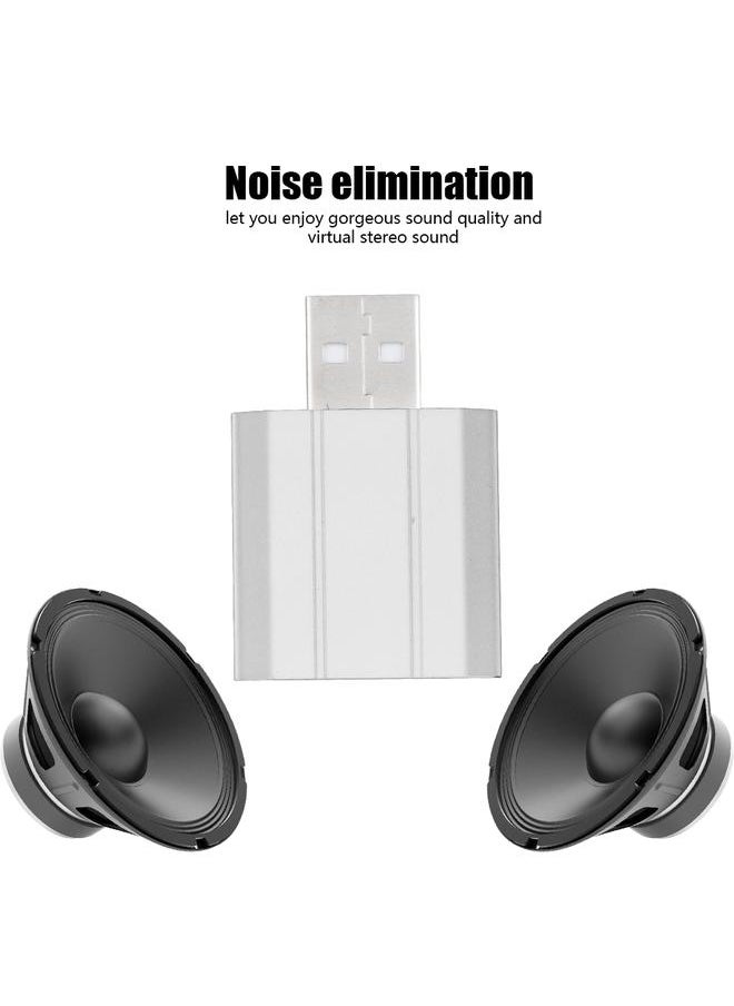 Thoraya External USB 2.0 to 3.5mm Stereo Audio Sound Card Mic Adapter Speaker (Silver)  - Image 3