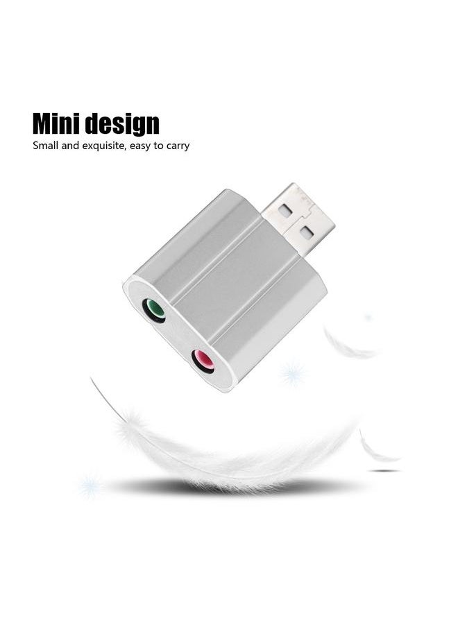 Thoraya External USB 2.0 to 3.5mm Stereo Audio Sound Card Mic Adapter Speaker (Silver)  - Image 4