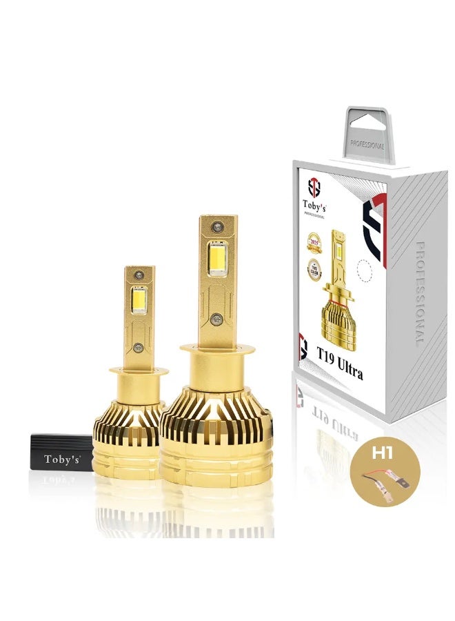 توبيز مصباح أمامي LED فائق الجودة T19 من توبي الجديد، 65 واط، لمبات متغيرة اللون (أبيض ماسي 6500 كلفن، أبيض دافئ 4300 كلفن) للضوء العالي أو المنخفض أو الضباب - H1