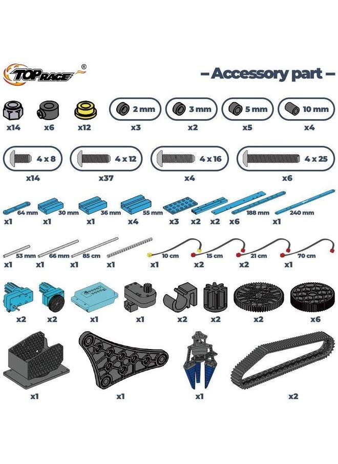 Top Race 15 Channels 2.4G Remote Control Robot Arm | Diy 151 Pcs Electronic Rc Toys Educational | Alloy Metal Mechanical Robotic Arm Building Kit | Take Apart Stem Hobby Gift Toy For Kids 8+ & Adults  - Image 5