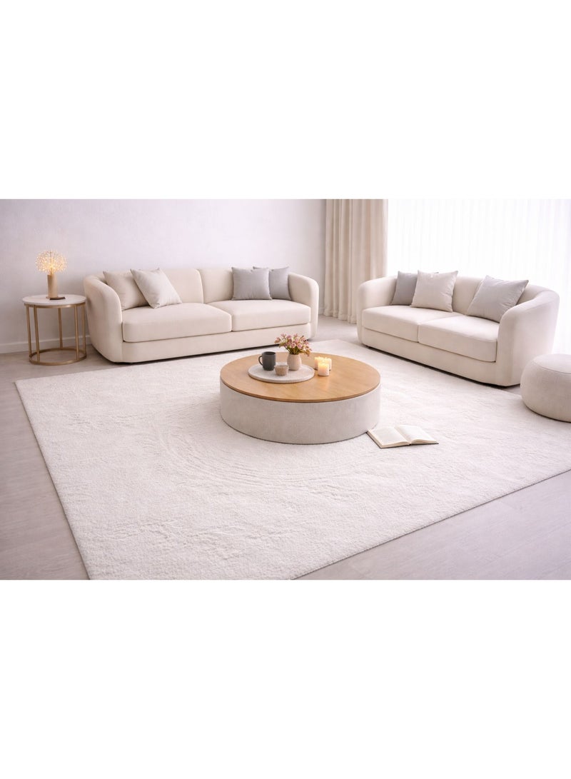 Home auraa Carpet Rug Anti-Slip – Size 160 x 230 cm – 5.25x7.55 ft | Horizon Shaggy Design - White Color | Ideal Carpet for Living Room, Bedroom, Office, Hallway or Balcony - Image 2