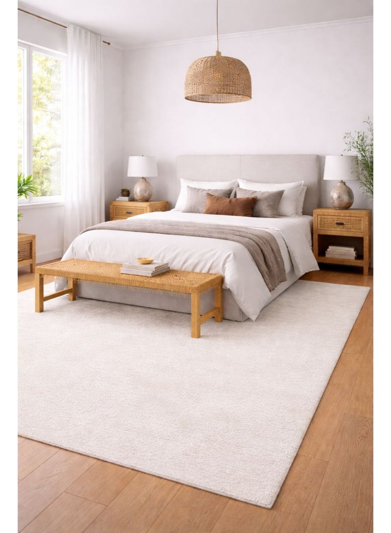 Home auraa Carpet Rug Anti-Slip – Size 160 x 230 cm – 5.25x7.55 ft | Horizon Shaggy Design - White Color | Ideal Carpet for Living Room, Bedroom, Office, Hallway or Balcony - Image 1