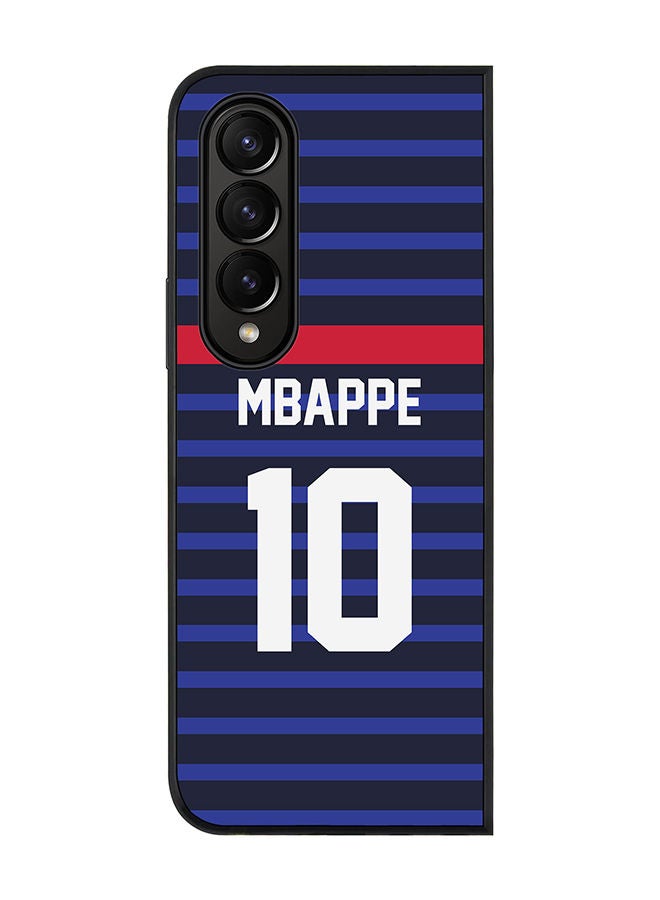 Stylizedd Rugged Black edge case for Samsung Galaxy Z Fold4 Slim fit Soft Case Flexible Rubber Edges Anti Drop TPU Gel Thin Cover - Football Team - France Player Name - Mbappe - Image 1