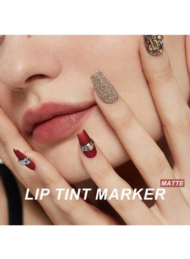 يونج فيجن قلم تلوين الشفاه، صبغة شفاه خفيفة، أحمر شفاه سائل بدرجات النيود المطفية، محدد شفاه وعصا 2 في 1، طويل الثبات ومقاوم للماء #04 - Image 3