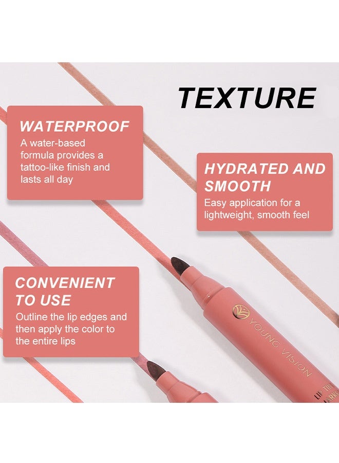 يونج فيجن قلم تلوين الشفاه، صبغة شفاه خفيفة، أحمر شفاه سائل بدرجات النيود المطفية، محدد شفاه وعصا 2 في 1، طويل الثبات ومقاوم للماء #04 - Image 5