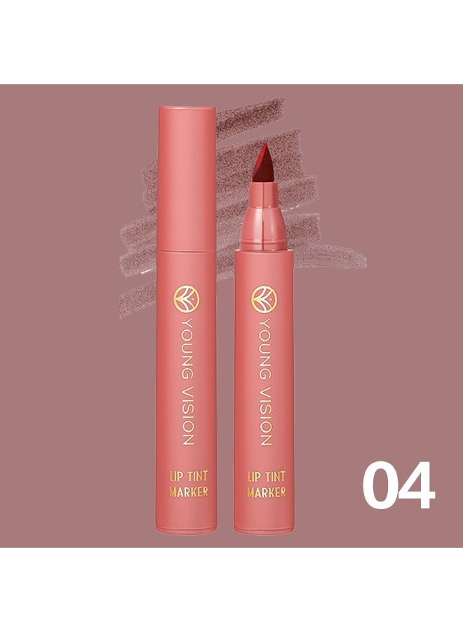 يونج فيجن قلم تلوين الشفاه، صبغة شفاه خفيفة، أحمر شفاه سائل بدرجات النيود المطفية، محدد شفاه وعصا 2 في 1، طويل الثبات ومقاوم للماء #04 - Image 2