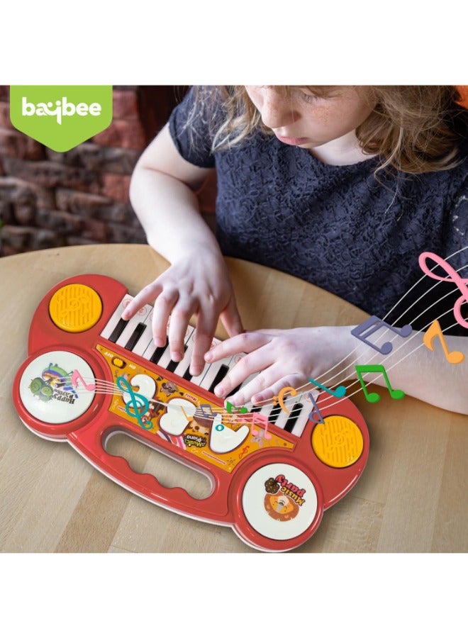 حديقة الألعاب لعبة موسيقية صغيرة بلوحة مفاتيح بيانو، 23 مفتاحًا للأطفال مع آلات الأبجدية، لعبة تعليمية موسيقية مع بطاقة نوتة موسيقية، هدية تعليمية للأطفال الصغار، الأولاد والبنات، لون أحمر - Image 5