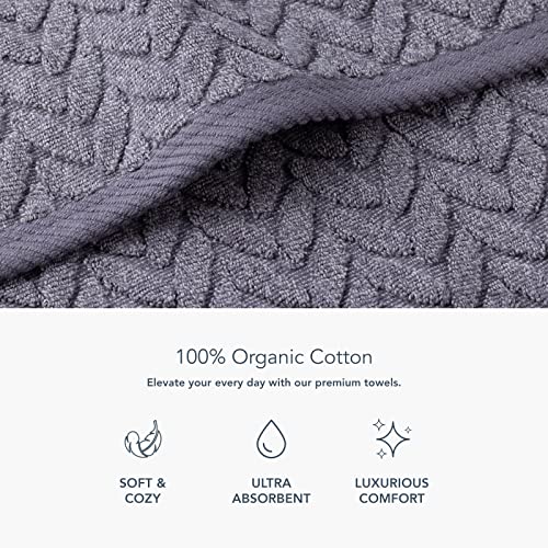 TexereSilk Texere 100% Organic Cotton Jacquard 650 GSM Premium Bath Towel Sets - Extra Absorbent Quick Dry and Plush (Cable, Excalibur, 2 Bath Towels) - Image 2