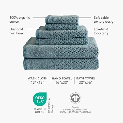 TexereSilk Texere 100% Organic Cotton Jacquard 650 GSM Premium Bath Towel Sets - Extra Absorbent Quick Dry and Plush (Cable, Excalibur, 2 Bath Towels) - Image 4