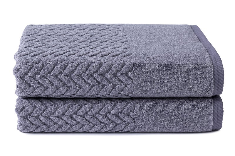 TexereSilk Texere 100% Organic Cotton Jacquard 650 GSM Premium Bath Towel Sets - Extra Absorbent Quick Dry and Plush (Cable, Excalibur, 2 Bath Towels) - Image 1