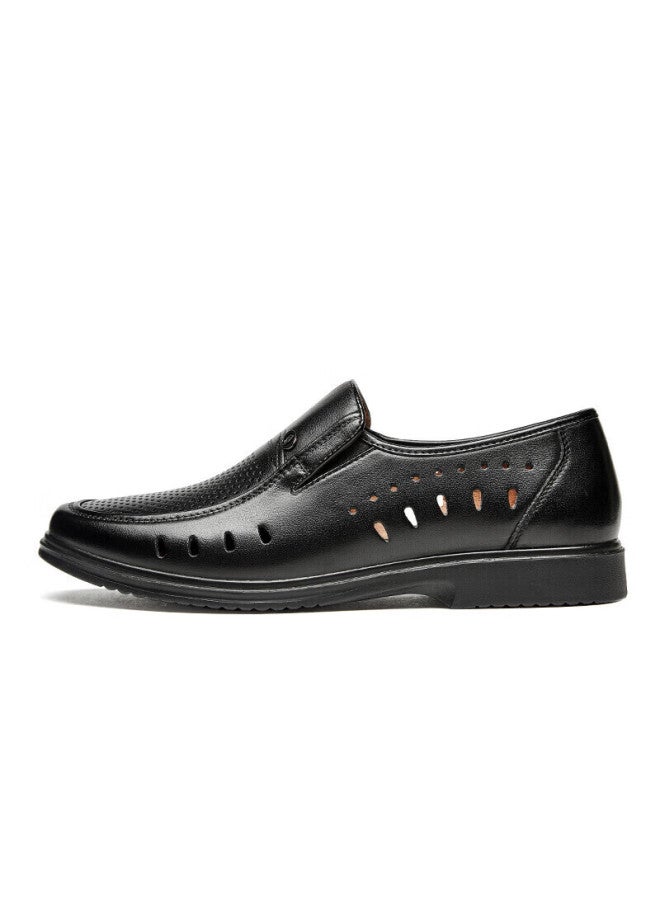 Connell Conal Men's Summer Breathable Casual Business Hollow Out Leather Shoes Black Size 41 - Image 1