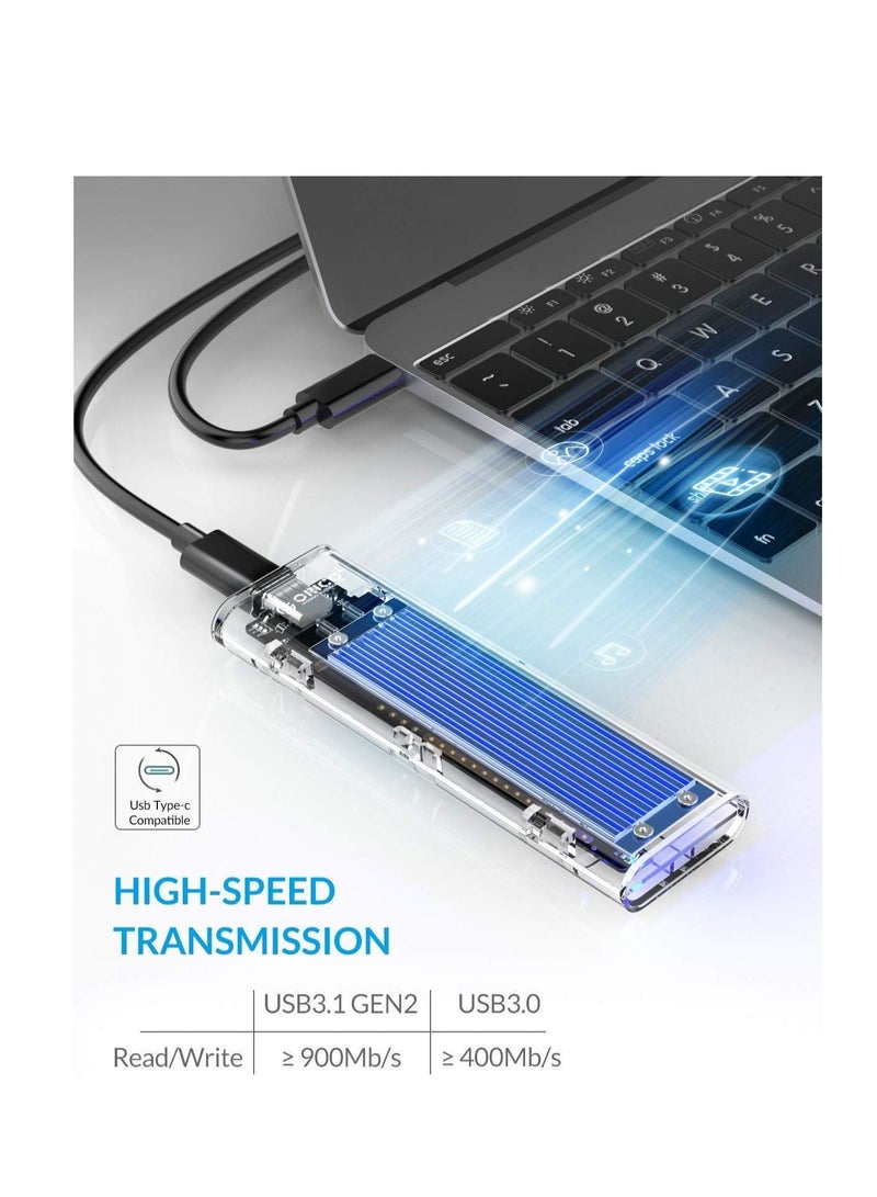 RAK USB-C M.2 NVMe SSD Adapter - USB 3.1 Gen 2 (10Gbps) to NVME Express Enclosure for M2 M-Key 2230, 2242, 2260, 2280 (TB3 Compatible) - Blue - Image 4
